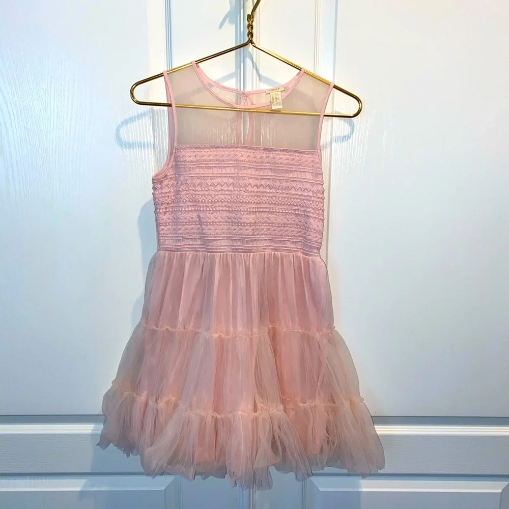 Forever 21 pink tulle ruffle dress size 13/14 - Picture 1 of 8